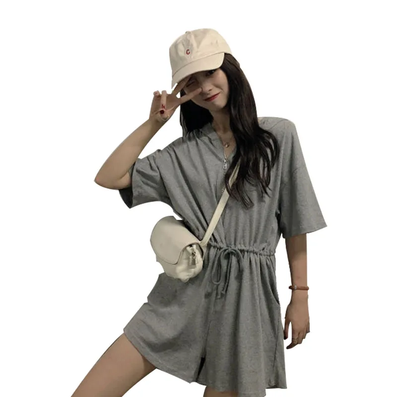 

New arrival Women's Casual Button Down Cuffed Short Sleeve Casual Boho Playsuit Jumpsuit AA051