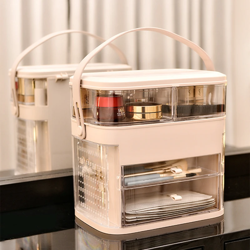 Большая коробка для хранения косметики ящик ухода за кожей органайзер макияжа