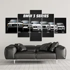 Настенный плакат, печатный плакат, 5 шт., в рамке, Белый спортивный автомобиль, модульные картины для украшения гостиной