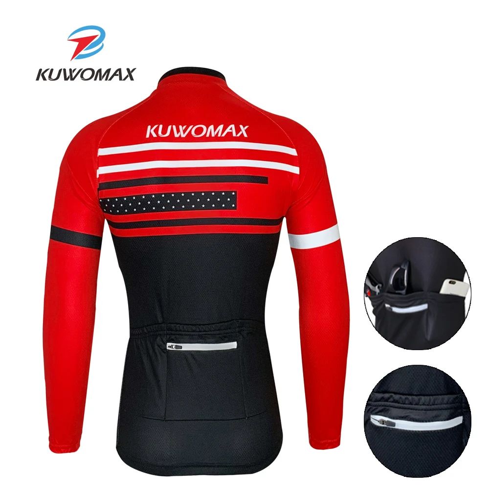 KUWOMAX Велоспорт Джерси длинный рукав, дышащий и быстросохнущий канат Ciclismo велосипедная одежда велосипед костюм для велоспорта из шерсти Одежда