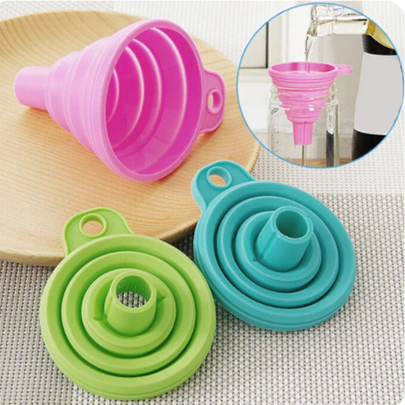 Переносной мини пищевой силиконовый складывающиеся воронки Складная воронка