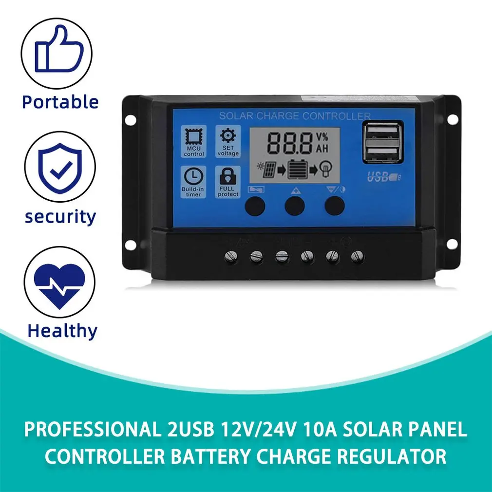 Профессиональный двойной USB 12 V/24 V 10A Панели солнечные контроллер Батарея