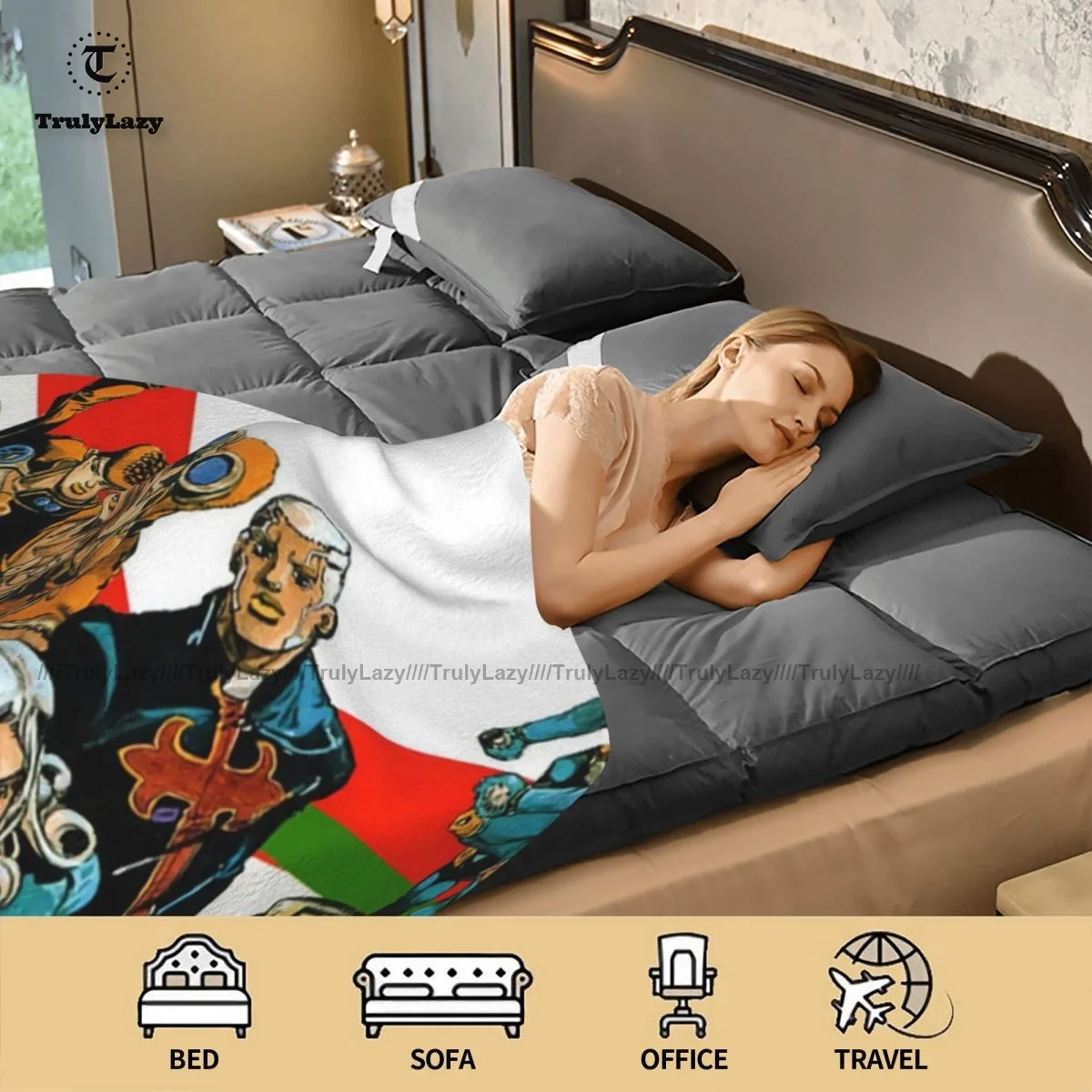

Jojo Bizarre Adventure Blanket Cheap Cool Round Bedspread Fleece Summer Super Soft Blanket