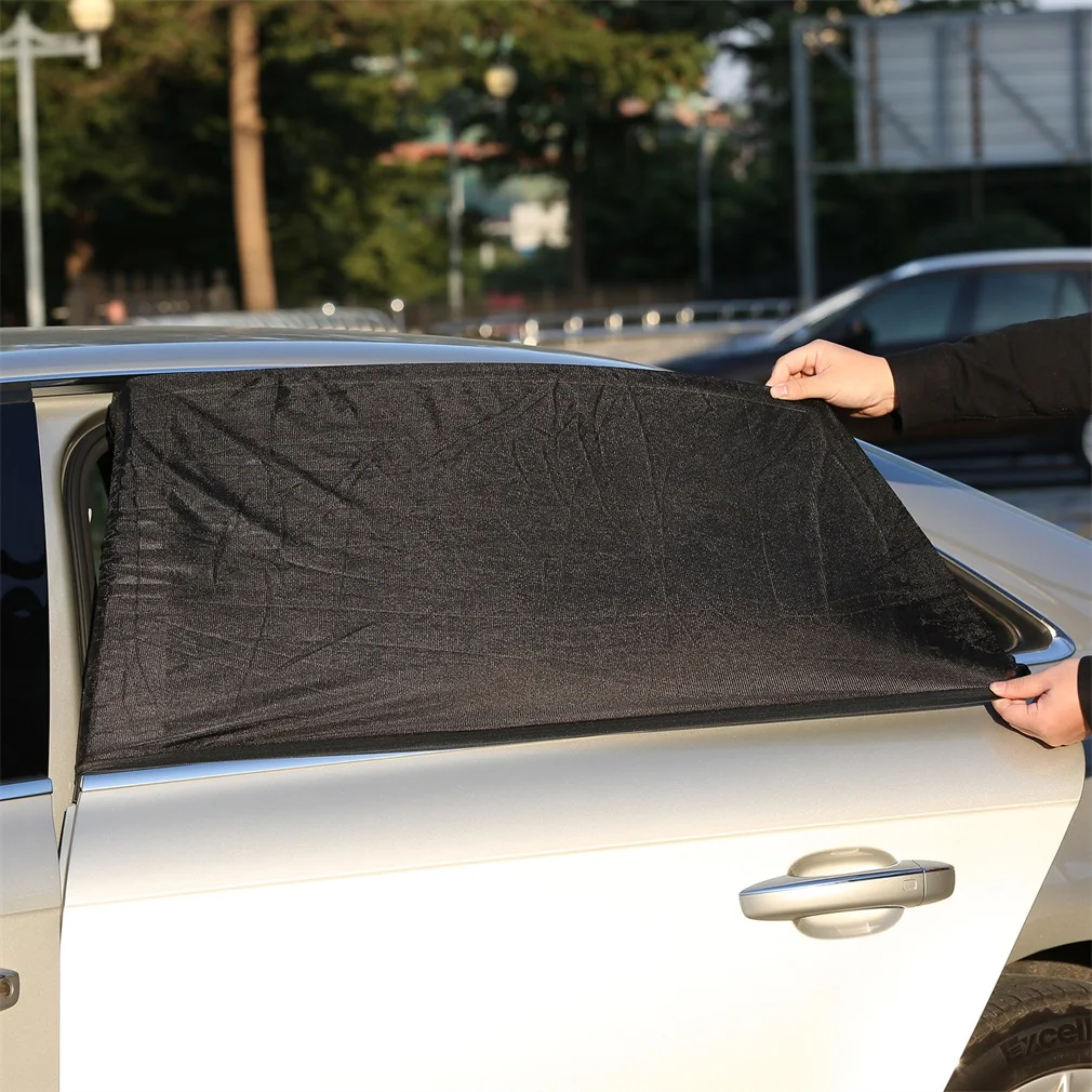 

Professional Simple Black 2Pcs Adjustable Car Window Sun Shades UV Protection Shield Mesh Cover Visor Sunshades 2 Sizes L XL