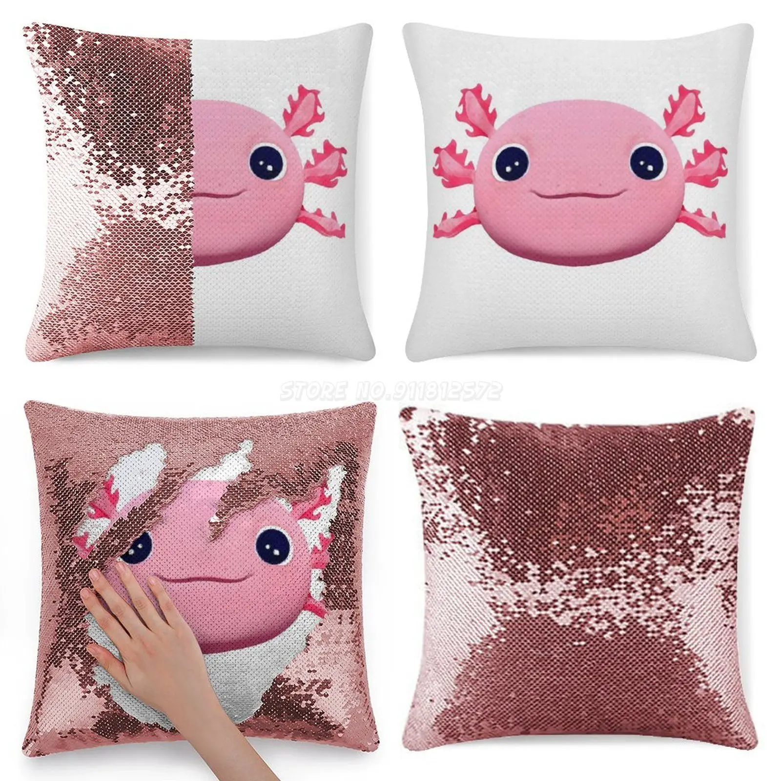 Смайлик Axolotl блестящая наволочка Блестящая декоративная подушка для вечерние