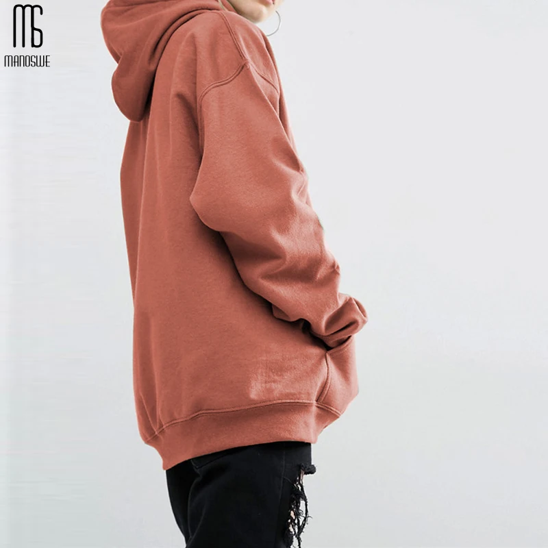 Manoswe Harajuku Women's Hooded Sweatshirt Tops Long Sleeved Solid Color Casual Sportswear Fleece Thickening Coat Oversize S-5XL | Женская