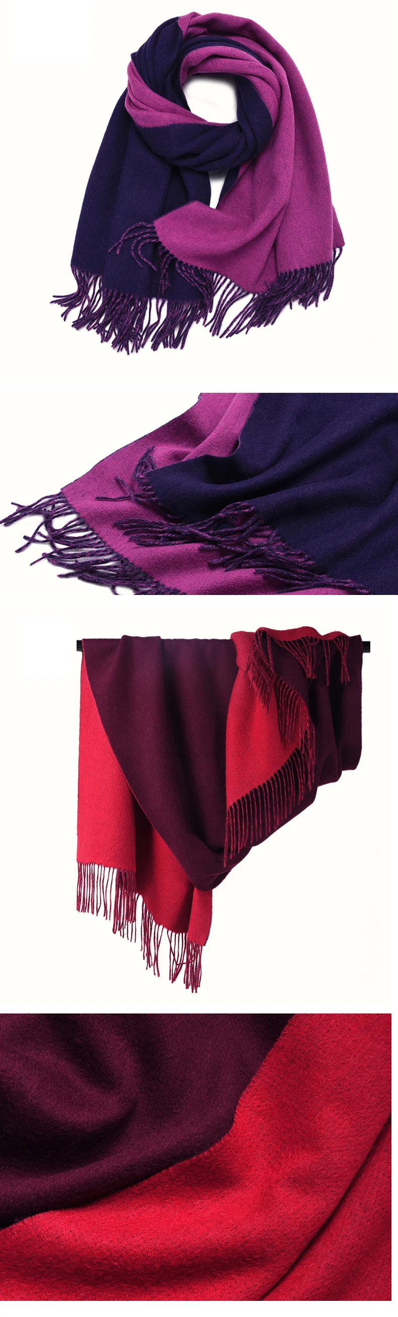 CAVME Double Color Woolen Long Scarf Winter Fashion Wool Scarves for Ladies Couples Patchwork Gift for CUSTOM LETTERS 70*20cm