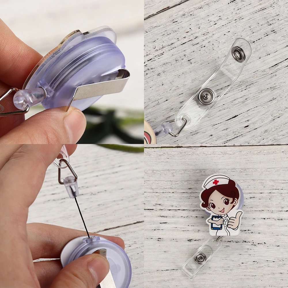 Мини милый мультфильм раскладной держатель для бейджа медсестры Lanyards