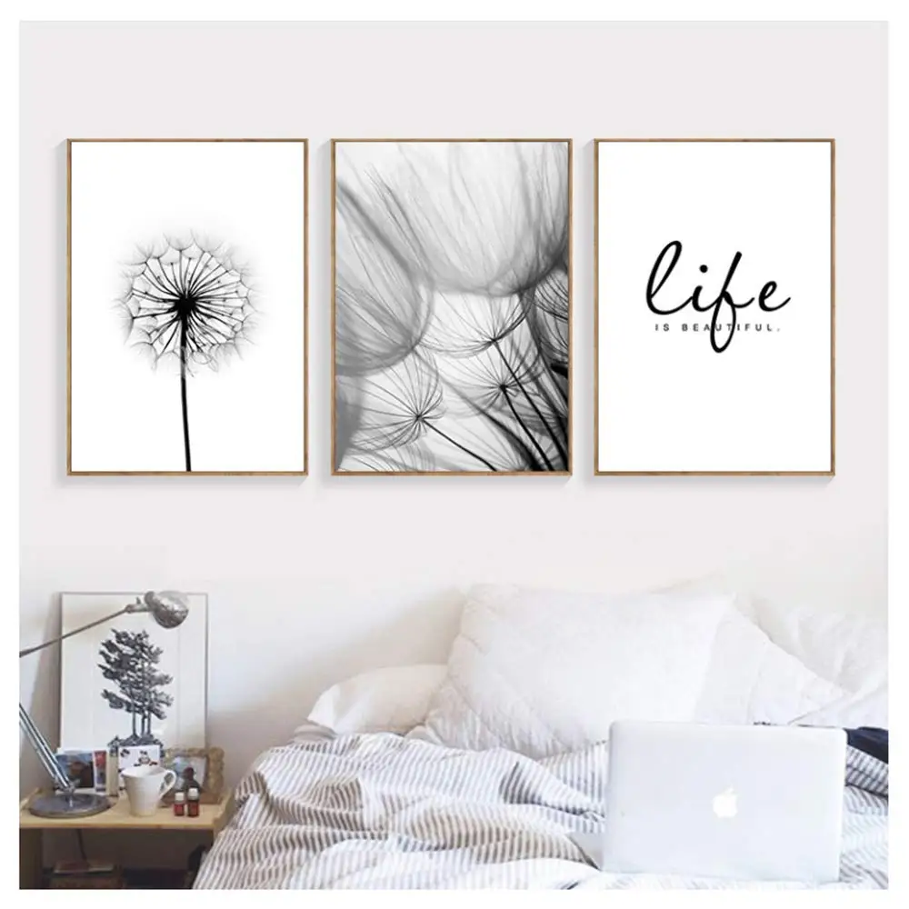 Одуванчик Искусство холст живопись плакаты и принты черные белые настенные