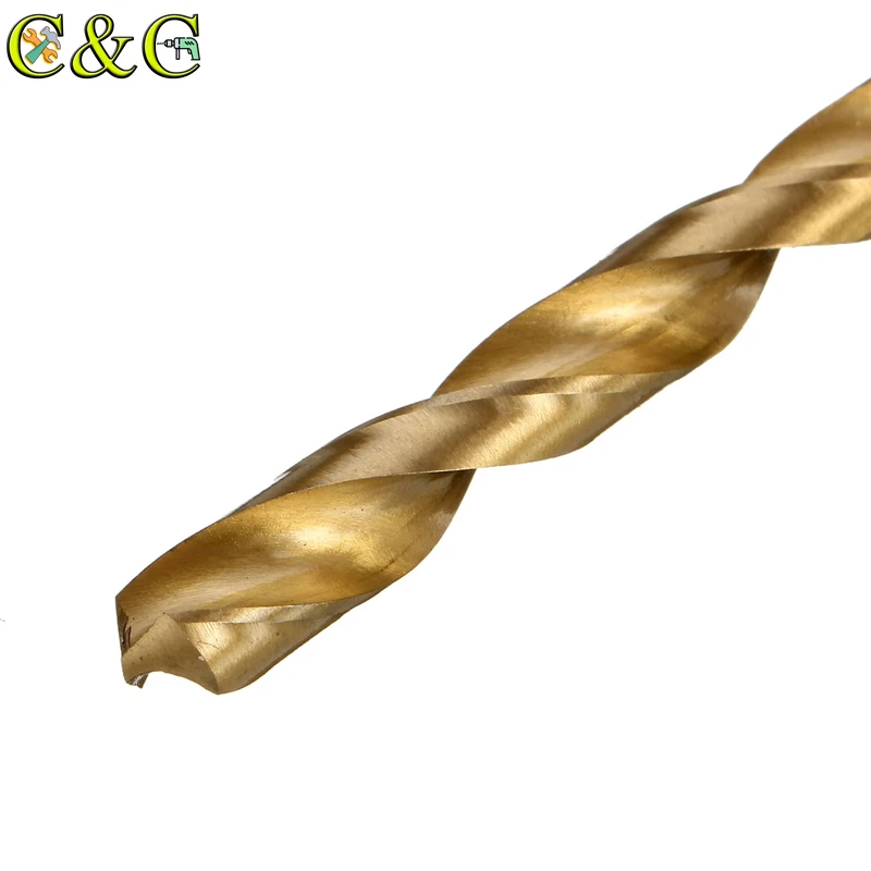 

19pcs/Set HSS 1-10mm Titanium Coated Twist Drill Bit Set Straight Shank Twist Drill for Metal Wood Drilling