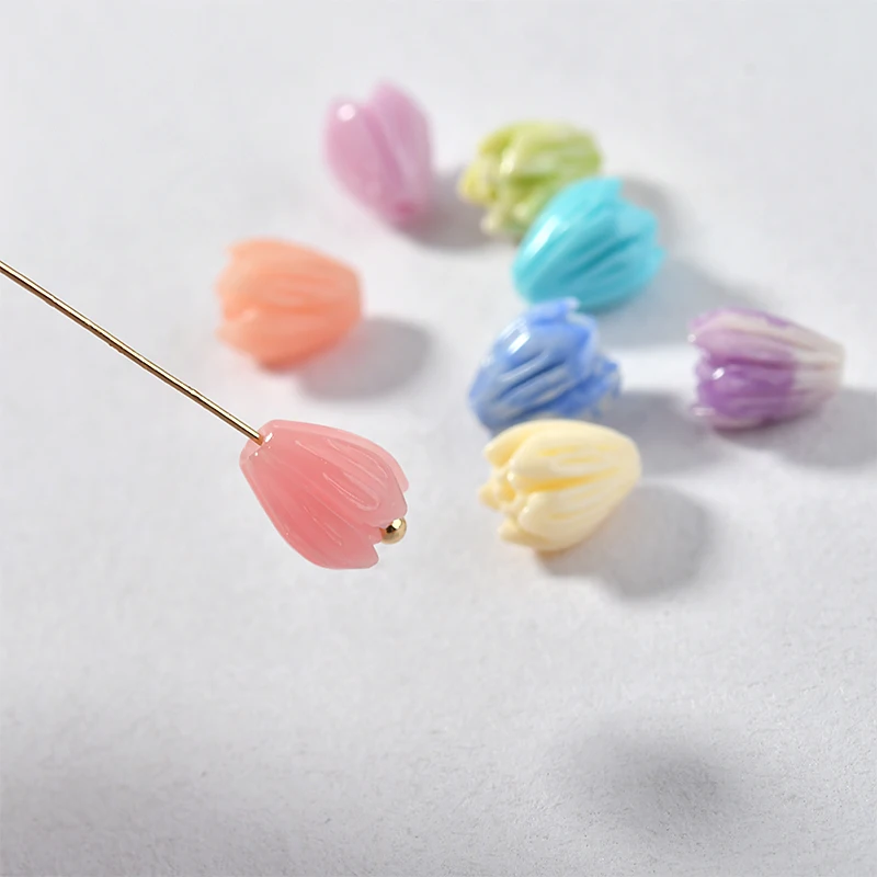 Мини цветок бутон тюльпан прямой отверстие коралловый материал DIY серьги браслет