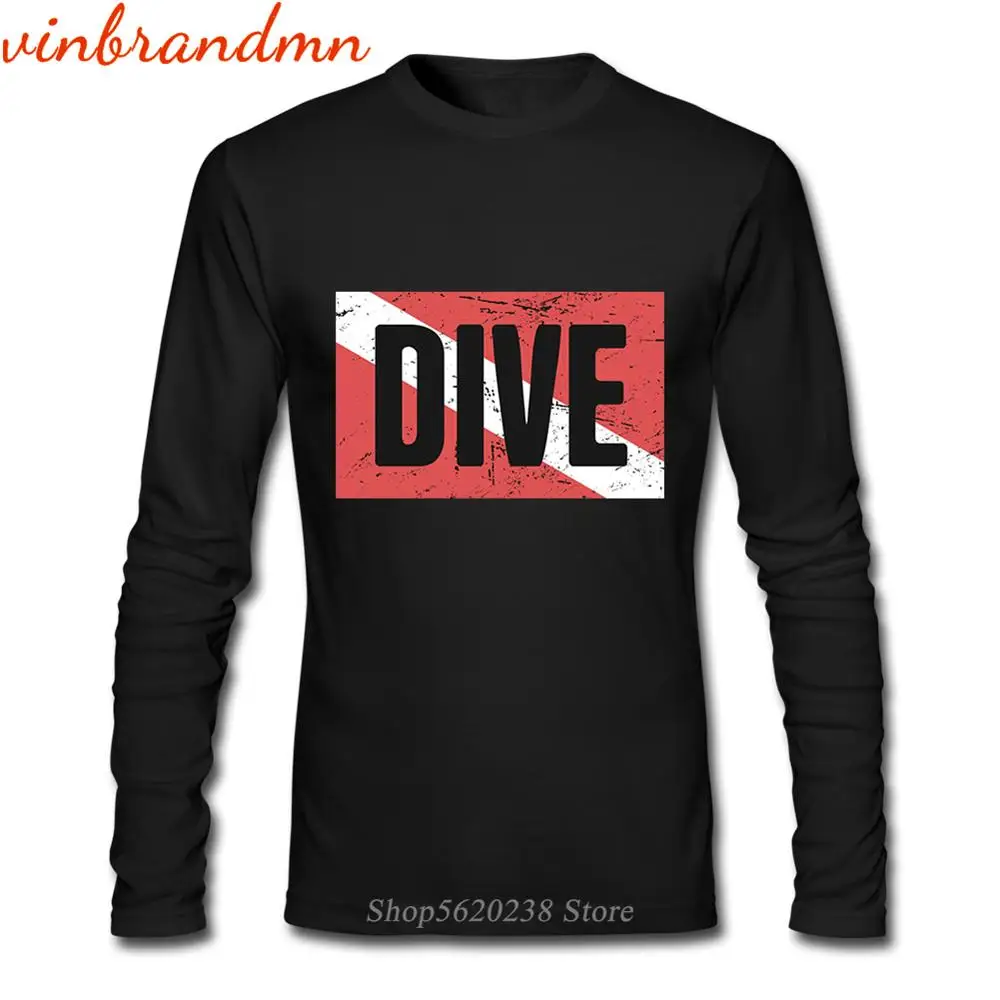 Забавные дизайнерские футболки Ретро стиль длинный рукав флажок погружения и