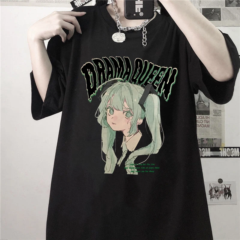 

Футболка женская в стиле Харадзюку, милая Свободная рубашка с коротким рукавом и принтом аниме, в японском стиле панк, лето 2021