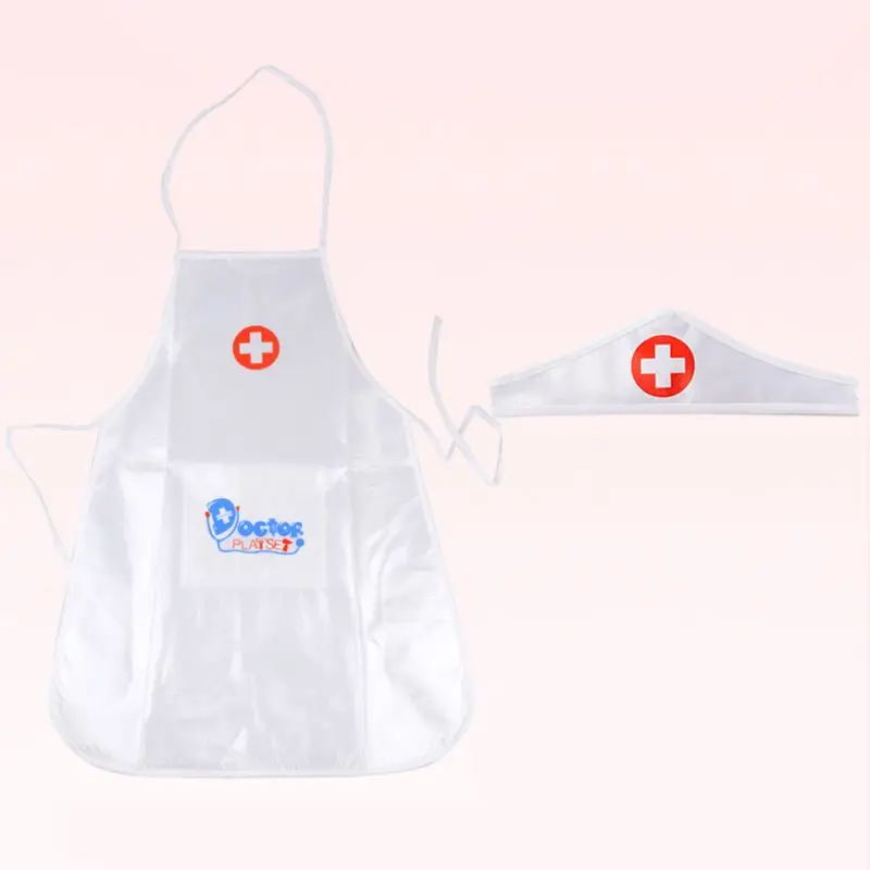 Children Kids Doctor Nurse Cosplay Costume Adjustable Apron with Headdress Hat Uniforms Performance Halloween Party Wear Toys |