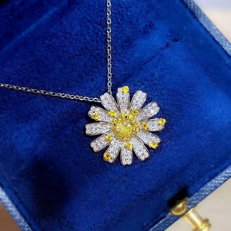 

Jewelry New S925 Silver Necklace Women's Fashion Unique Flower Daisy Pendant Fine Jewelry Gift For Women Wedding Birthday Party