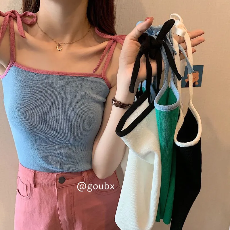 Контраст Цвет Slim Fit короткая трикотажная кофточка для 2021 женская обувь Новые