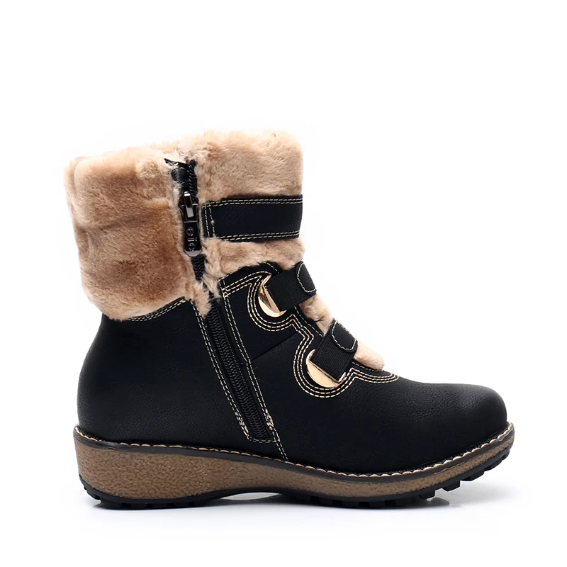 Женские зимние ботинки KULADA толстый мех повседневные теплые с боковой молнией