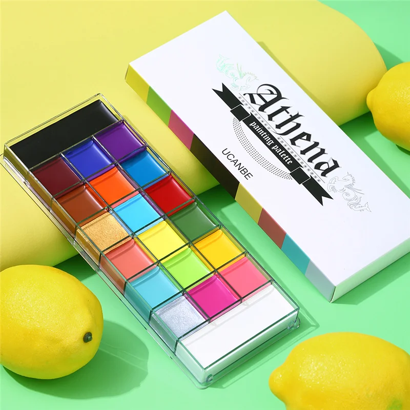 

UCANBE 20 Colors Face Body Painting Oil Safe Kids Flash Tattoo Painting Art Halloween Party Makeup Fancy Dress Beauty Palette