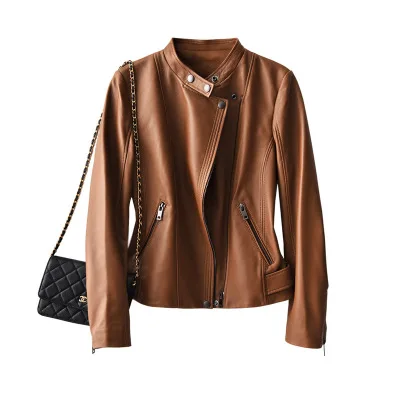 2021 Women  New Fashion Genuine Real Sheep Leather Jacket G12