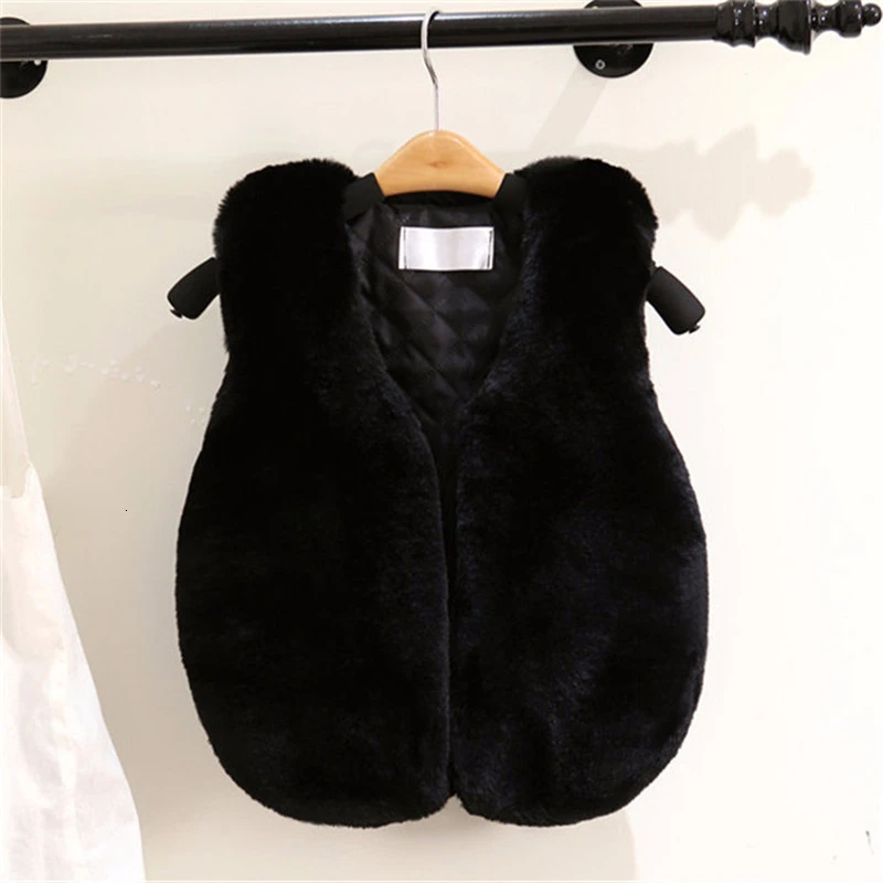 Меховой жилет для девочек Осенний из искусственного лисьего меха мальчиков