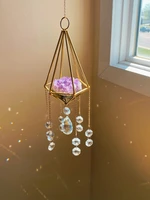 geometric suncatcher with amethyst cluster suncatcher crystal prism hanging suncatcher home decor amethyst cluster