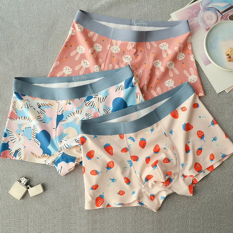 Модные мужские боксеры из хлопка и модала с мультяшным принтом удобное Мужское