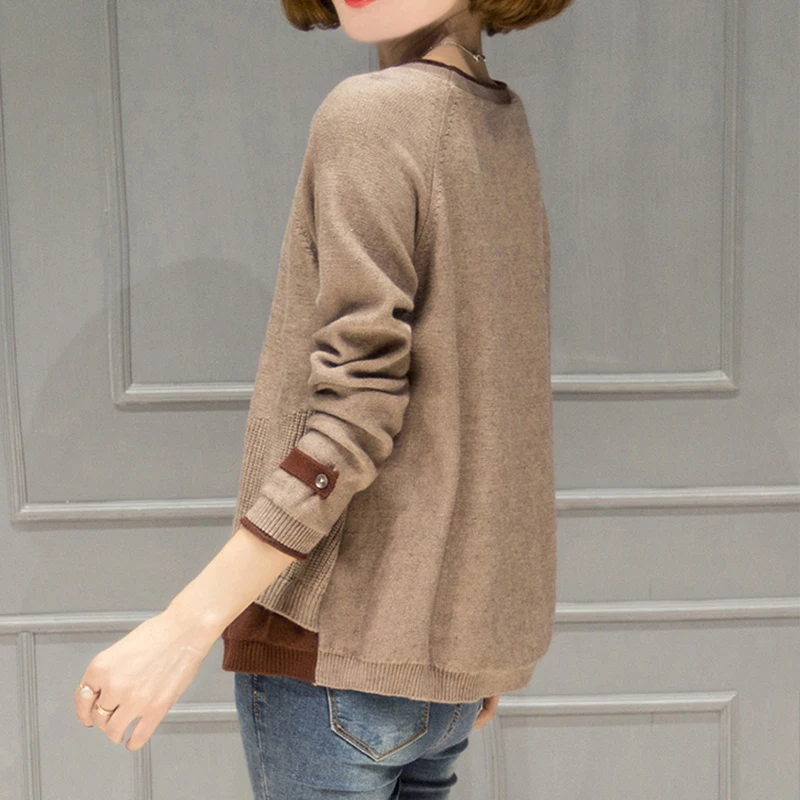 Двойной кашемировый свитер Женский пуловер с круглым вырезом новый корейский