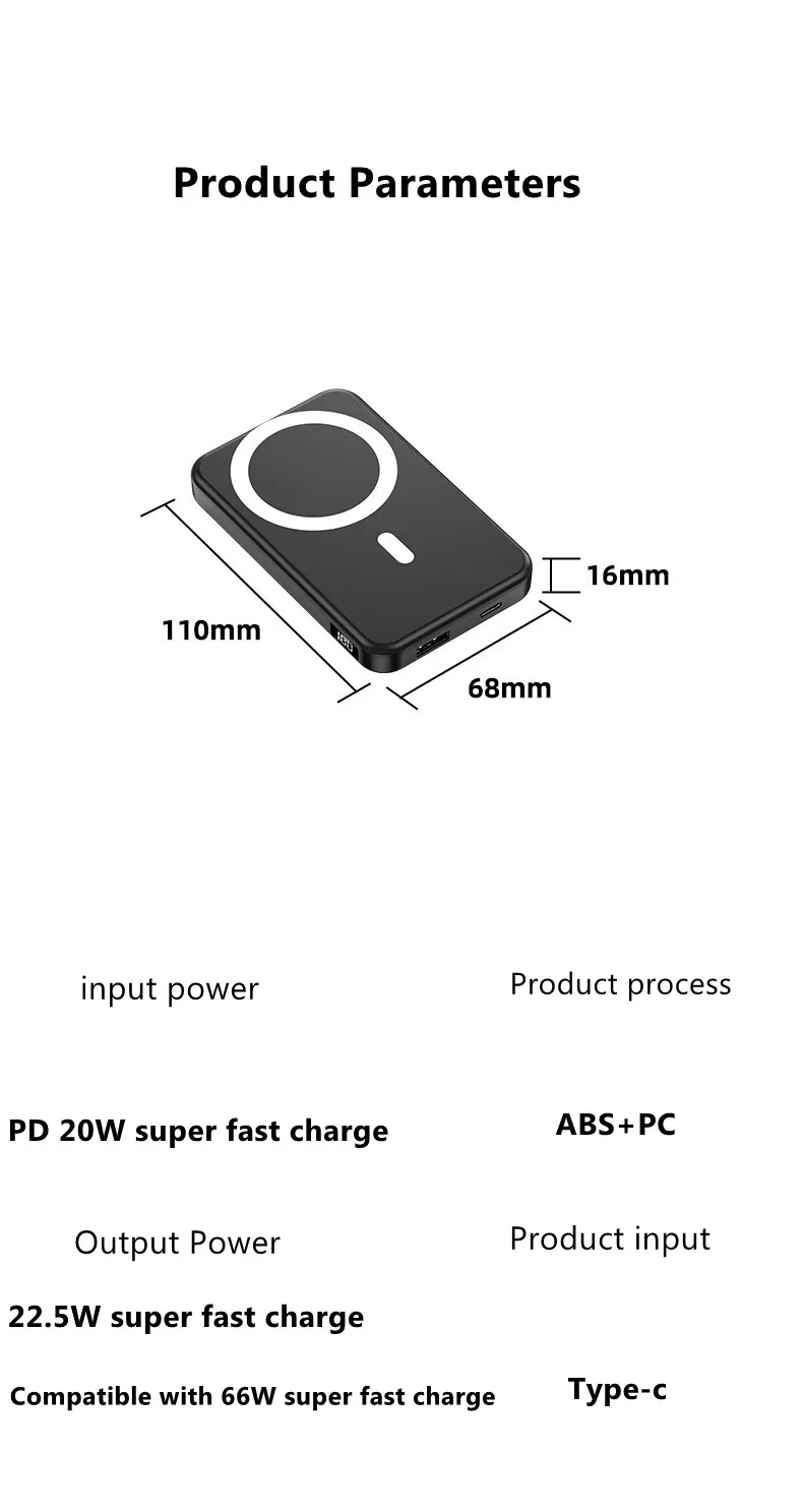 10000mAh Magnetic magsafe powerbank 15W wireless charging treasure fast charge mini power bank chargeur externe for 13 12 pro power bank 10000mah