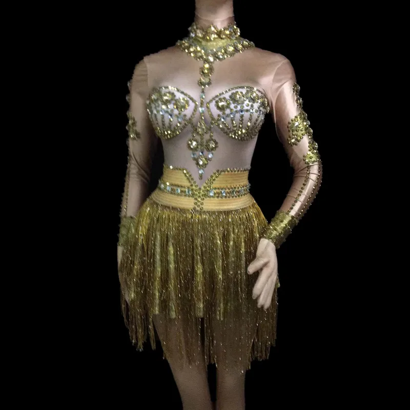 Женское стрейчевое платье для танцев с кисточками и кристаллами|Женские платья| |