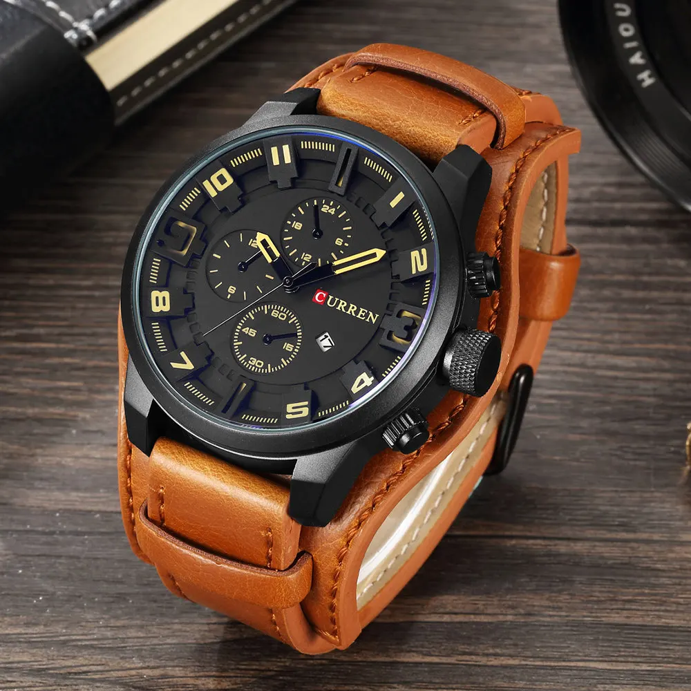 

CURREN 8225 Mens Watches Waterproof Top Brand Luxury Business Fashion Male Clock Leather Sport Military Men Wristwatch Dropship
