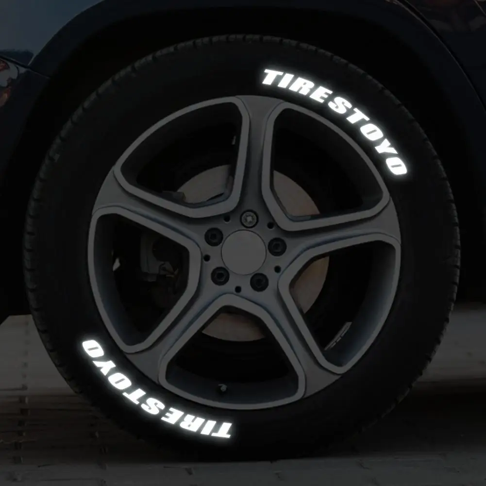 

Car Tire Sticker Super Reflective Night Luminous Eye-catching Auto Tyre Self-adhesive Waterproof Decorative Sticker Decal