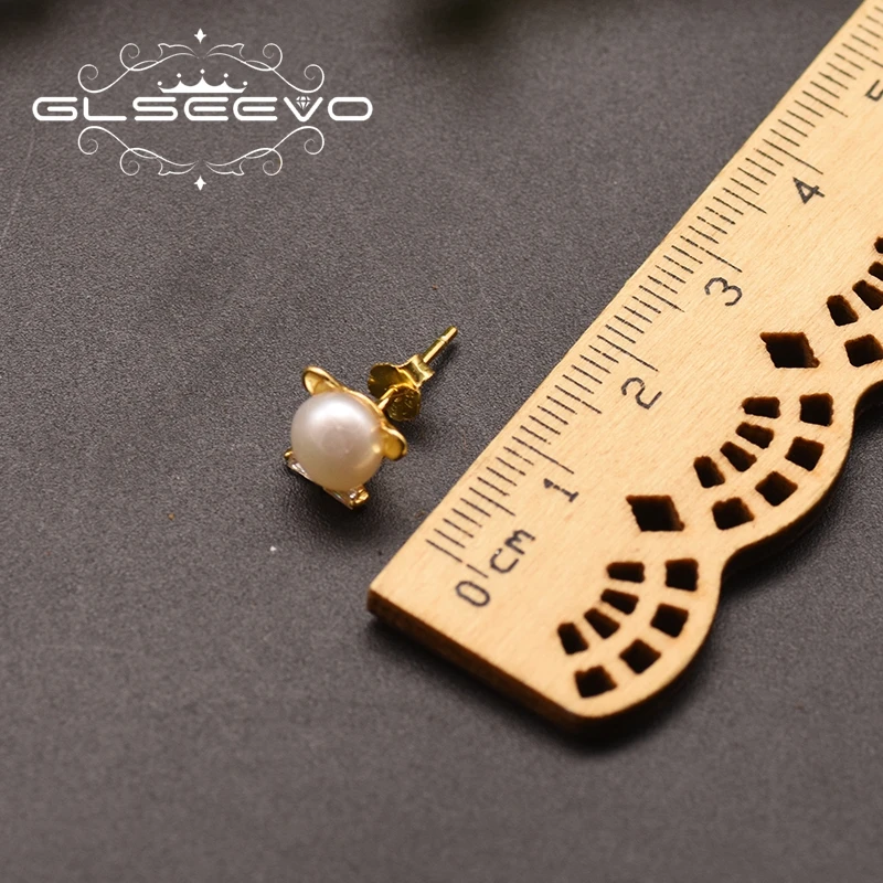 GLSEEVO Серебро 925 животное свежая вода белый жемчуг для женщин День рождения Стильные Серьги Brincos Para As Mulheres GE0859