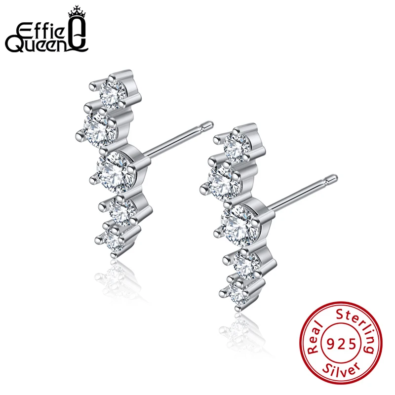 Effie Queen инкрустированные обтягивающий фасон 925 серебряные серьги гвоздики в виде
