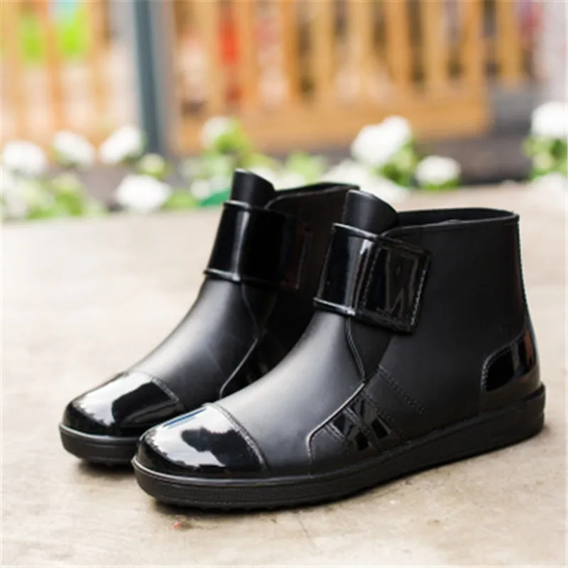 Мужские водонепроницаемые ботильоны черные резиновые из ПВХ размер 39 44 для зимы