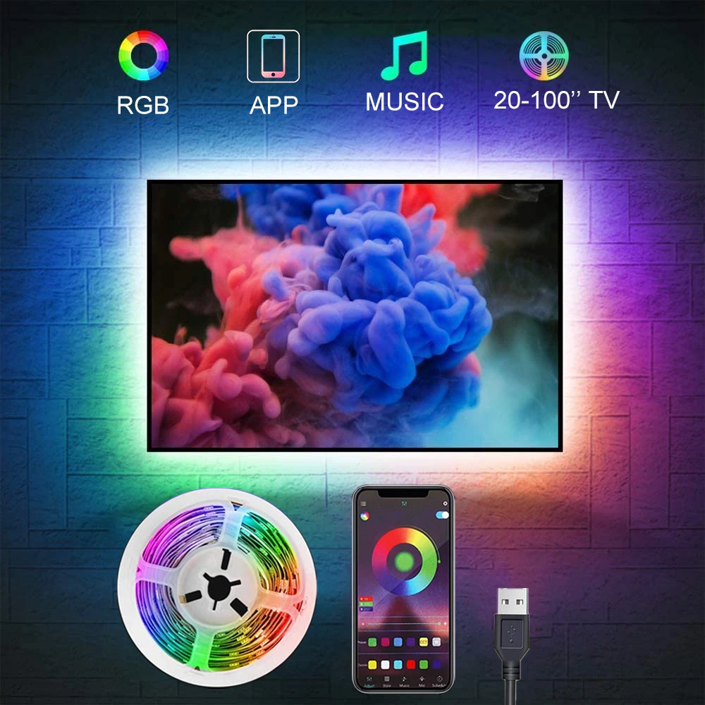 

TV Backlight RGB5050 LED Light Strip APP Control Flexible Led Strip for TV ,PC, Bedroom, Mirror
