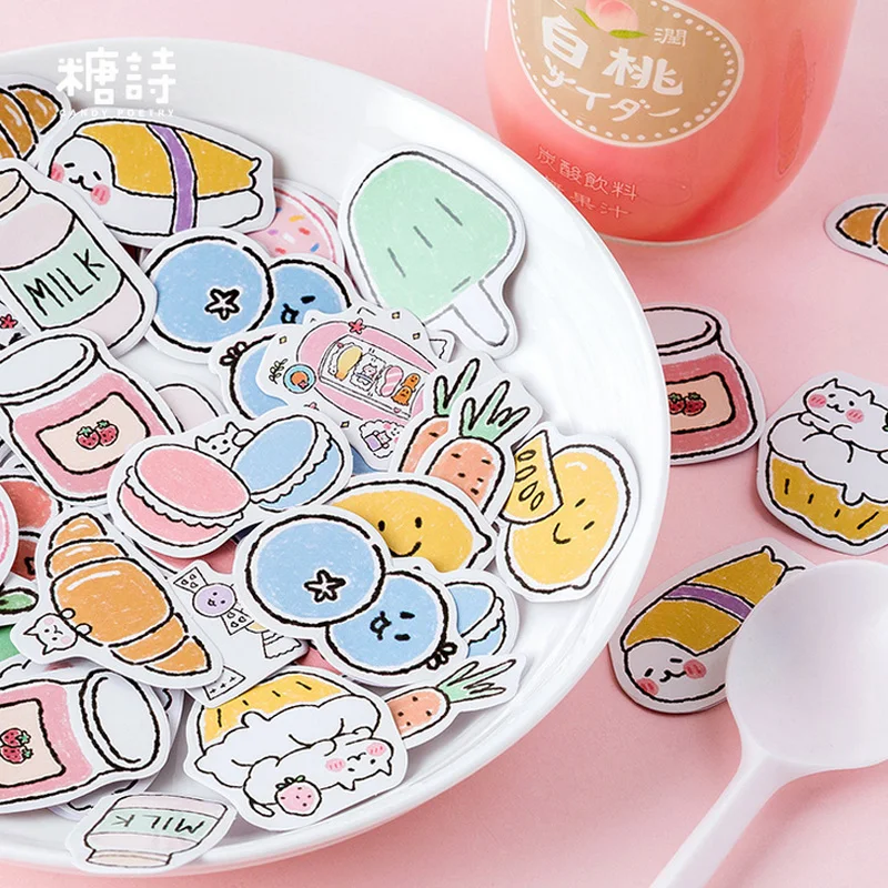 45 Pcs/Box Momo Cute Delicious pocket snacks mini paper sticker package DIY diary decoration album scrapbooking | Дом и сад