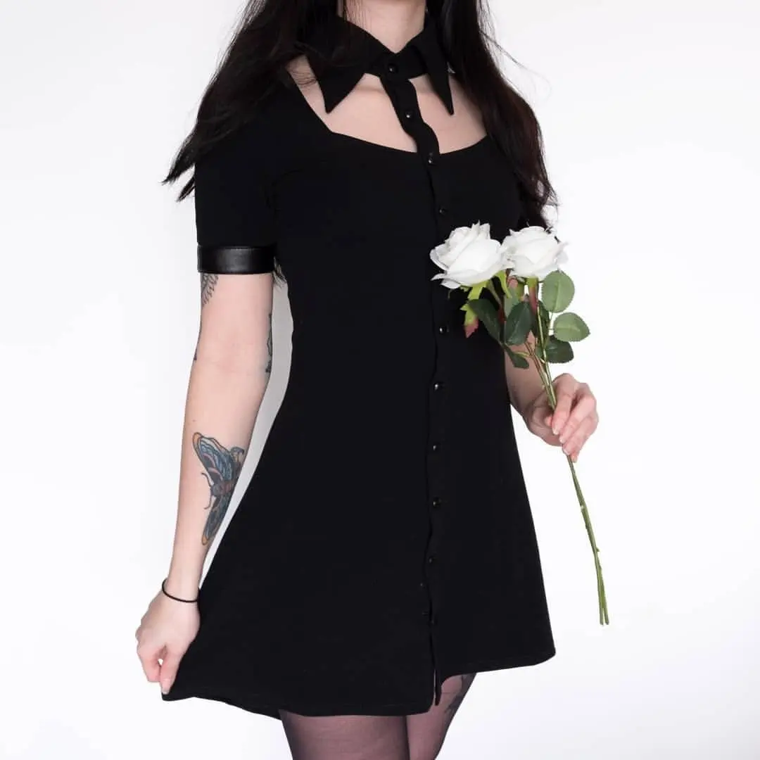Женское Короткое платье из искусственной кожи Darkinlove черное Goth DW127|Женские платья|