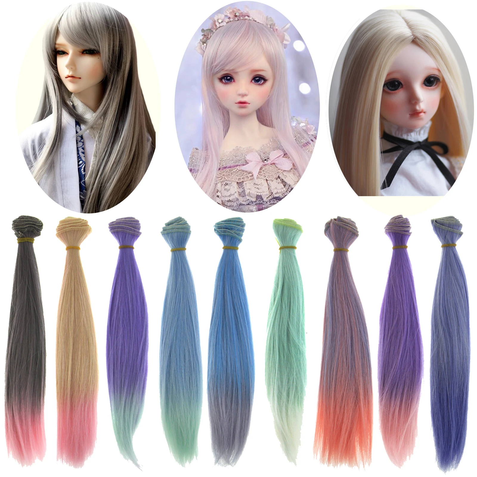 1 шт Высокое Температура волокна 25 см * 100 постепенное Цвет BJD кукла парики DIY