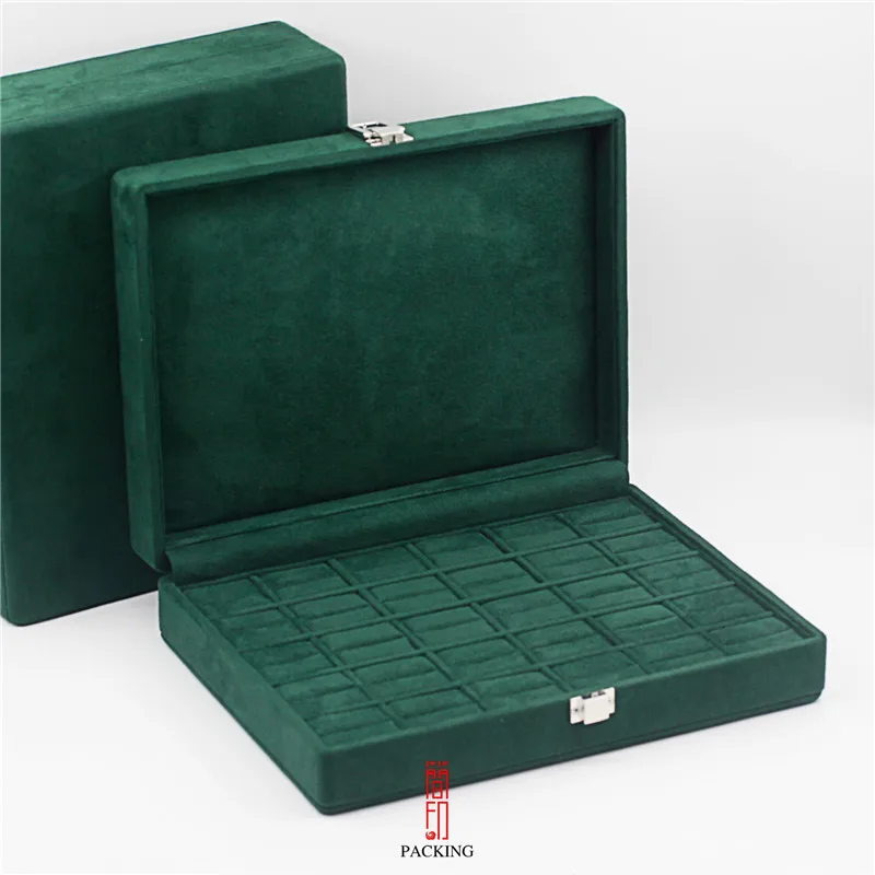 Fine suede jewelry storage box, large-capacity jewelry display box, ring / Pendant display collection storage case