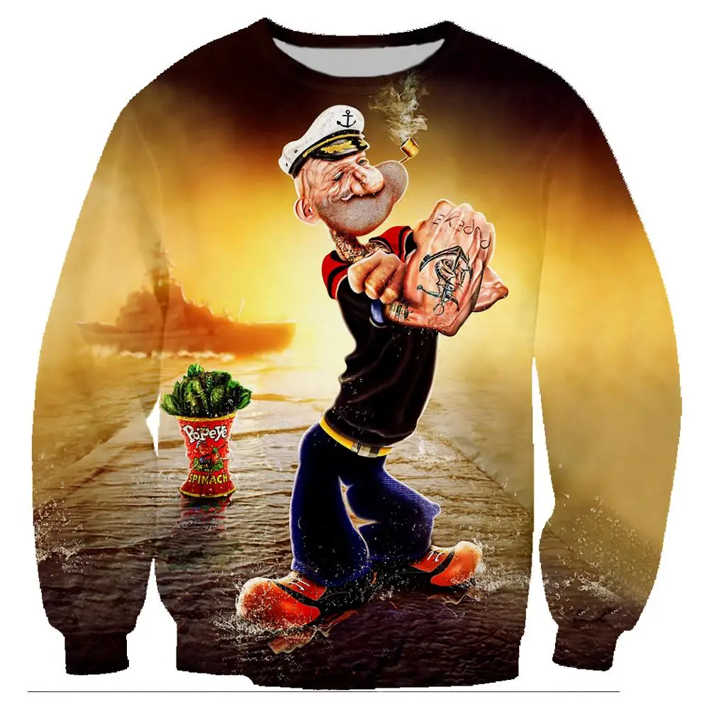 3D принт мультфильм аниме Popeye Мужская Куртка кофты Верхняя одежда толстовка с