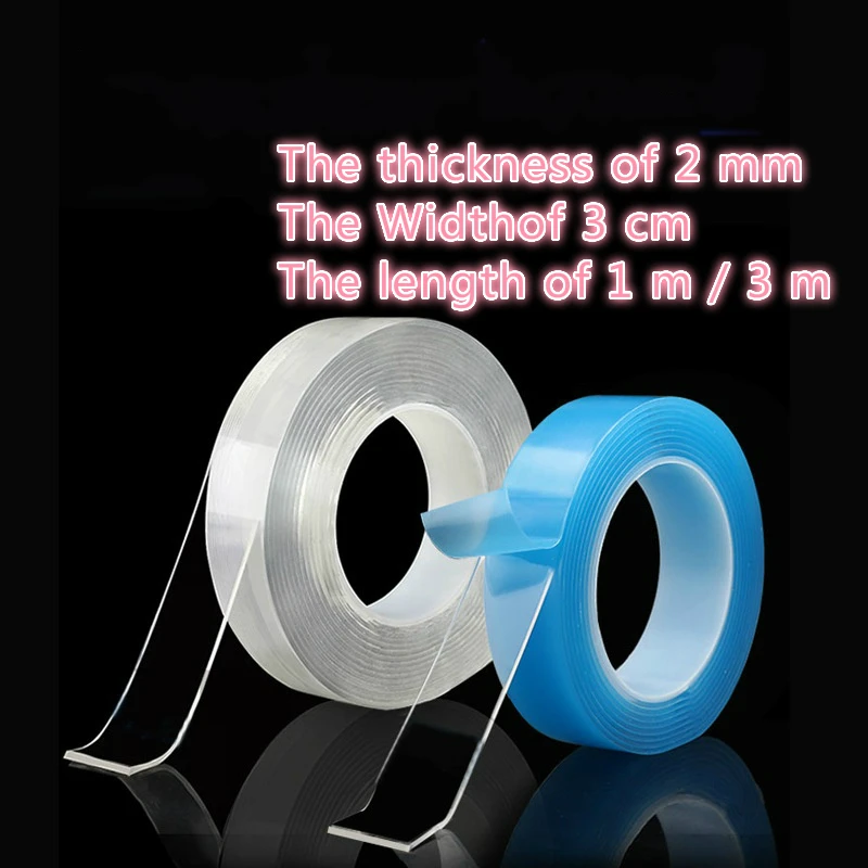 Прозрачная Волшебная нано лента моющаяся многоразовая двухсторонняя клейкая