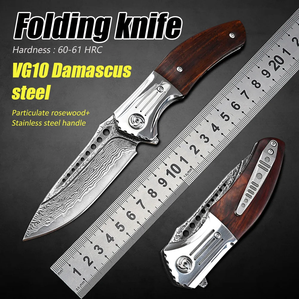 

Survival Self Defense Weapons Camping Hunting Folding Knife Tactical Military VG10 Damascus Knives