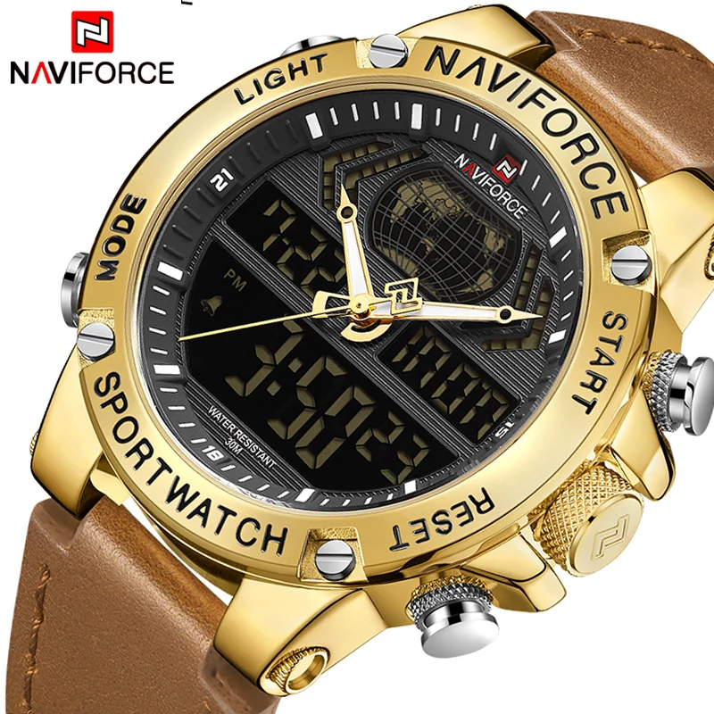 Часы наручные NAVIFORCE Мужские кварцевые модные спортивные Водонепроницаемые
