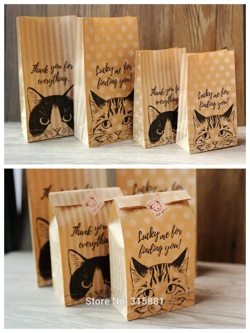 Пакет из крафт бумаги в форме кошки пакет для сладостей печенья хлеба орехов