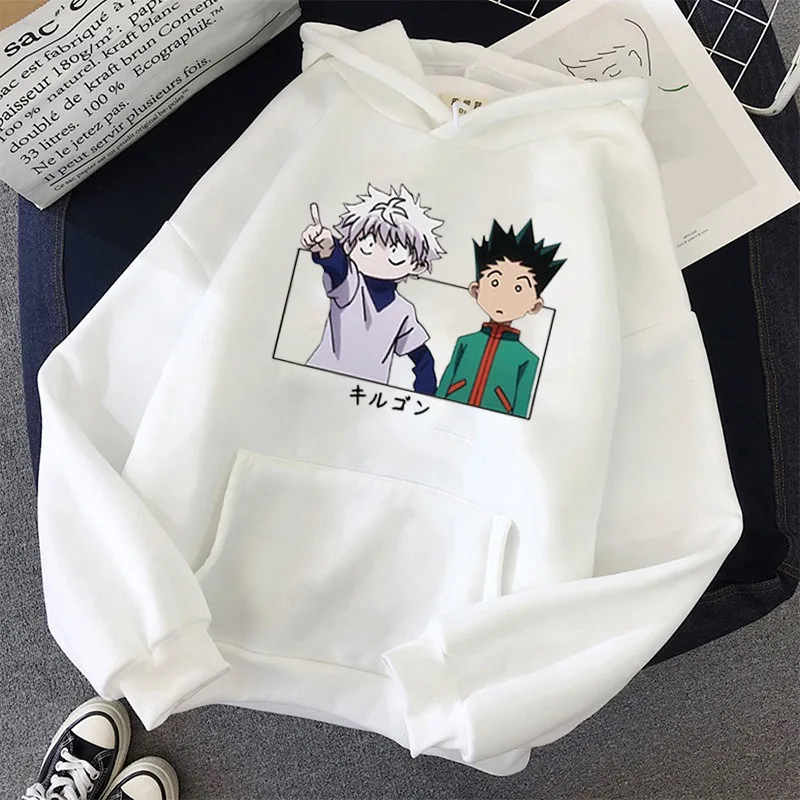 

Толстовка с капюшоном Killua, унисекс, с длинным рукавом и принтом в стиле Харадзюку, размера плюс