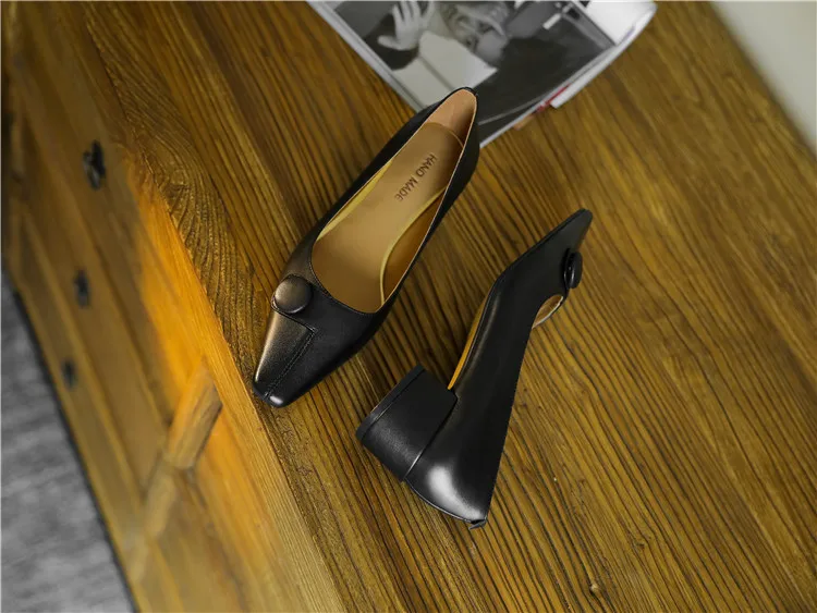 

Retro Genuine Leather Mid-Heel Shoes 2020 Autumn New All-Match Thick And Small Square Toe Thin High-Heeled Fashion Women's Shoes
