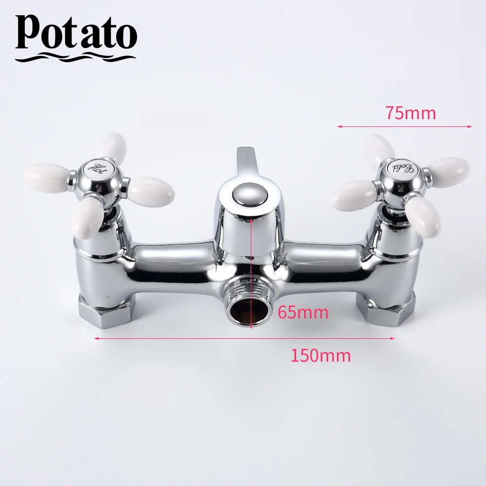 potato bathroom shower faucet 5 colors bright mordern long nose hot and cold water mix with shower head shower set p2771 free global shipping