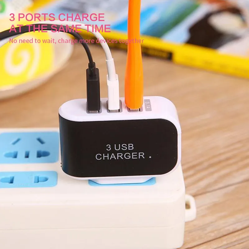 USB-адаптер переменного тока 220 В постоянного 5 1 А 3 USB-порта быстрое зарядное