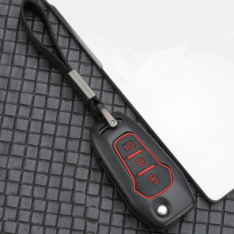 

For Ford Fiesta Focus Mondeo Everest Ranger C S-Max Galaxy Transit Tourneo Custom Ecosport Kuga ST Alloy+silica gel Car Key Case