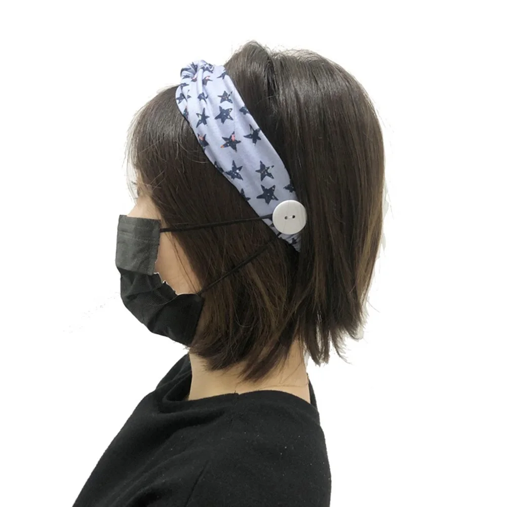 Маска для лица повязка на голову маски с пуговицами эластичная защиты ушей